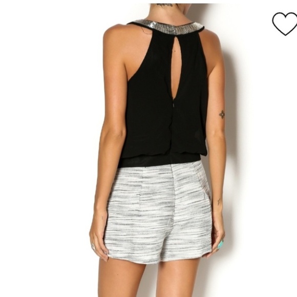 Lovposh Silver Bead Embellished Halter Romper Chiffon & Striped Shorts Sz Large - Picture 12 of 13